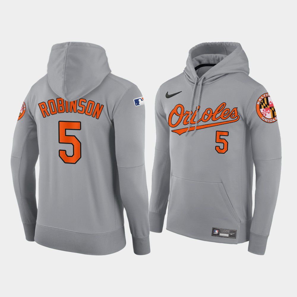 Men Baltimore Orioles #5 Robinson gray road hoodie 2021 MLB Nike Jerseys